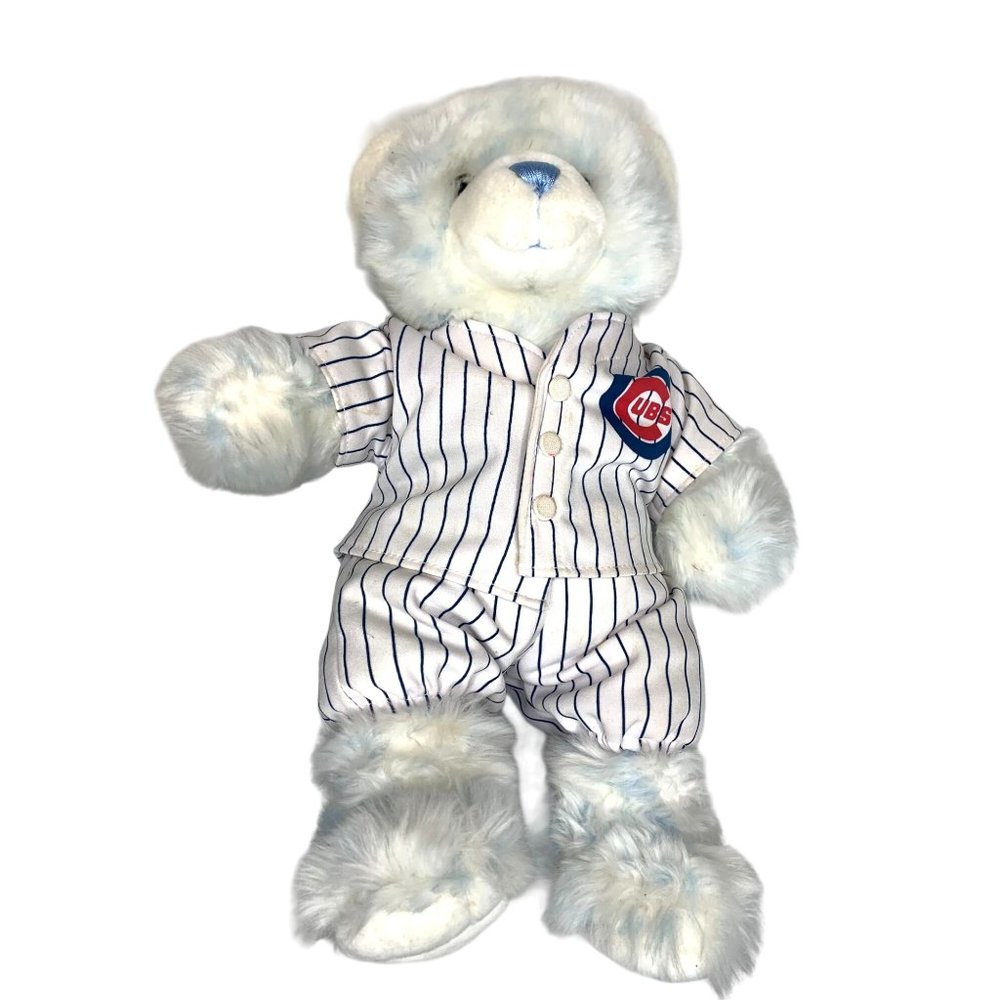Build a Bear Workshop Plush Light Blue White Bear Frosted Chicago Cubs Outfit Ba